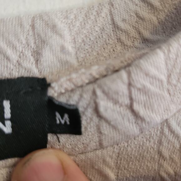 BoohooMAN Beige Cable Knit Textured T Shirt Mens M Short Sleeve Y2K Streetwear - Picture 7 of 10